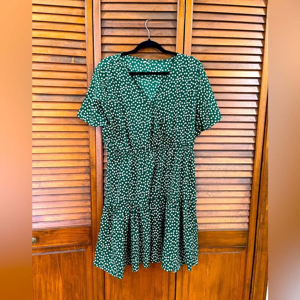 SHEIN green floral print dress